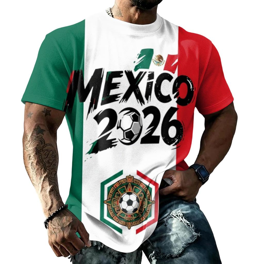 Men's Mexico Soccer Fan T-Shirt Round Neck Short Sleeve for Day