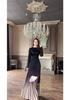 2024 Autumn Gradient Tie-dye Slimming Pleated Long Dress for Women