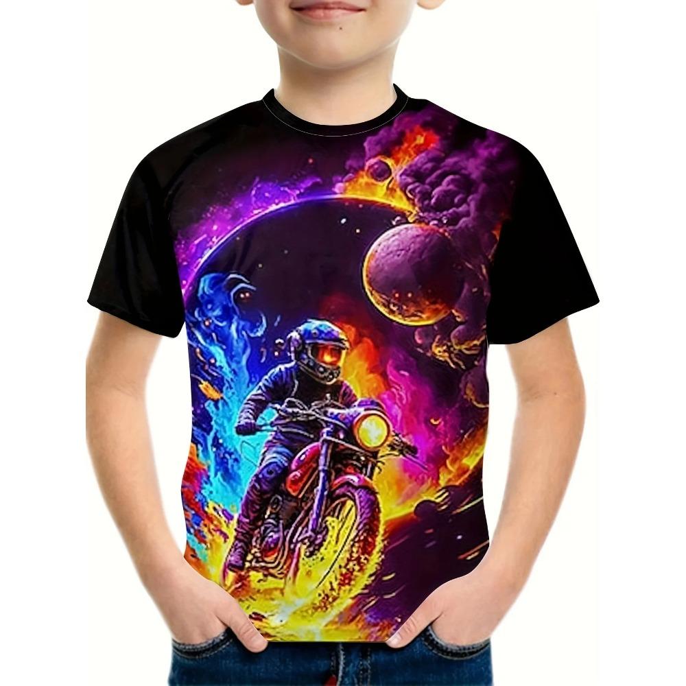 Children's Clothing T-Shirts for Boys Short Sleeve Kids T-Shirts 3D Motorcycle Printed Clothes Children Top Summer Boys T Shirt