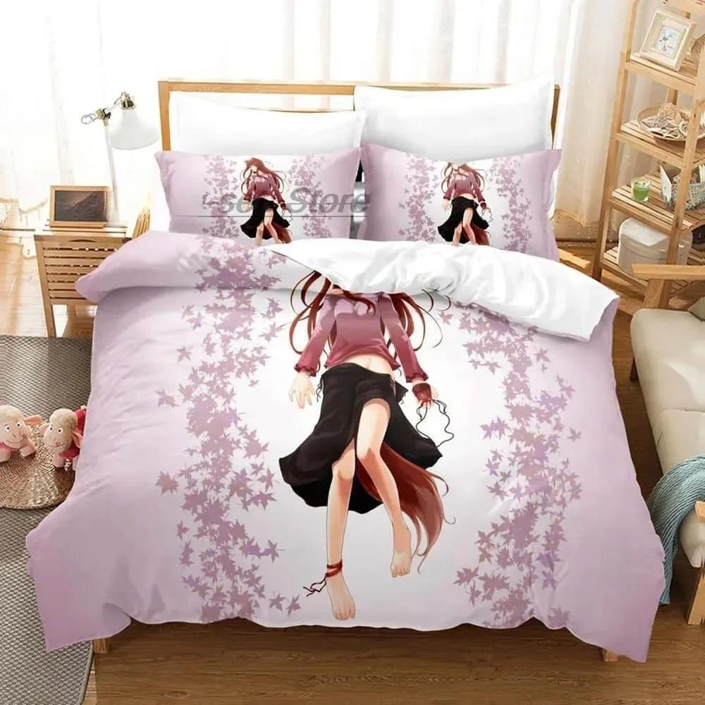 3D Anime Spice and Wolf Bedding Set Single Twin Printed With Pillowcase Bed Duvet Cover Soft Single Double Queen Super King Size