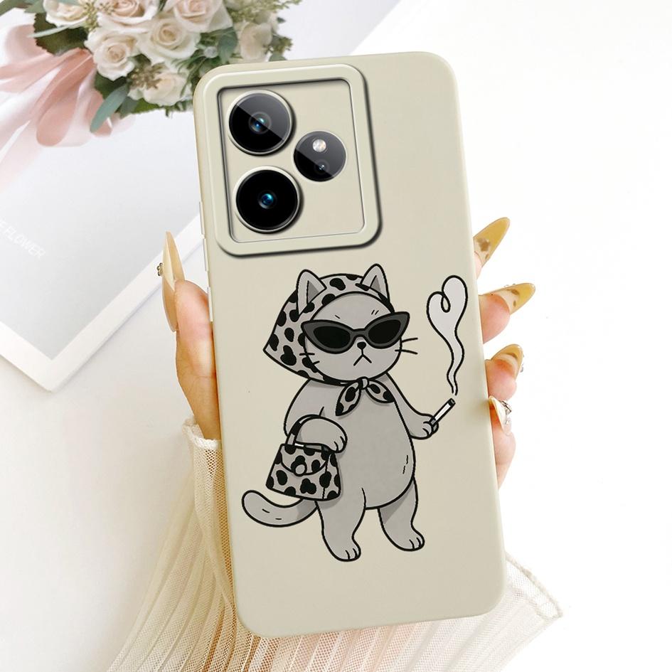 Für Realme GT 7 Hülle RMX5061 Kreatives Cartoon-Katzen-Süßigkeiten-Bemaltes Cover Weicher Silikon-Stoßfänger Für Realme GT7 Pro 7T RealmeGT7 Funda
