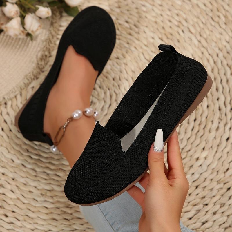 

Large size single shoes autumn new fly-woven mesh surface shallow mouth one pedal lazy flat bottom casual women s shoes tide 36