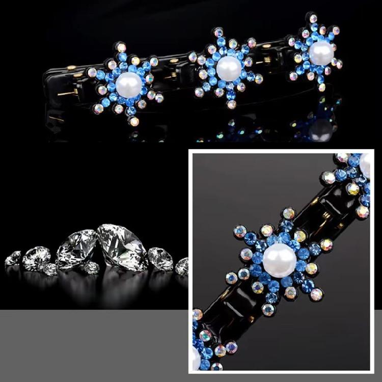 5x Sparkling Crystal Stone Braided Hair Clips Tooth-Shaped Non-Slip Bang Hairpin