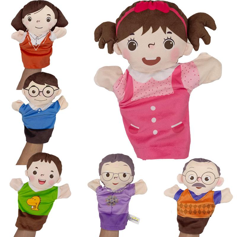 25cm Family Hand Puppet Set, Plush Role Play Puppets, Parent-Child Interactive Educational Game Toys