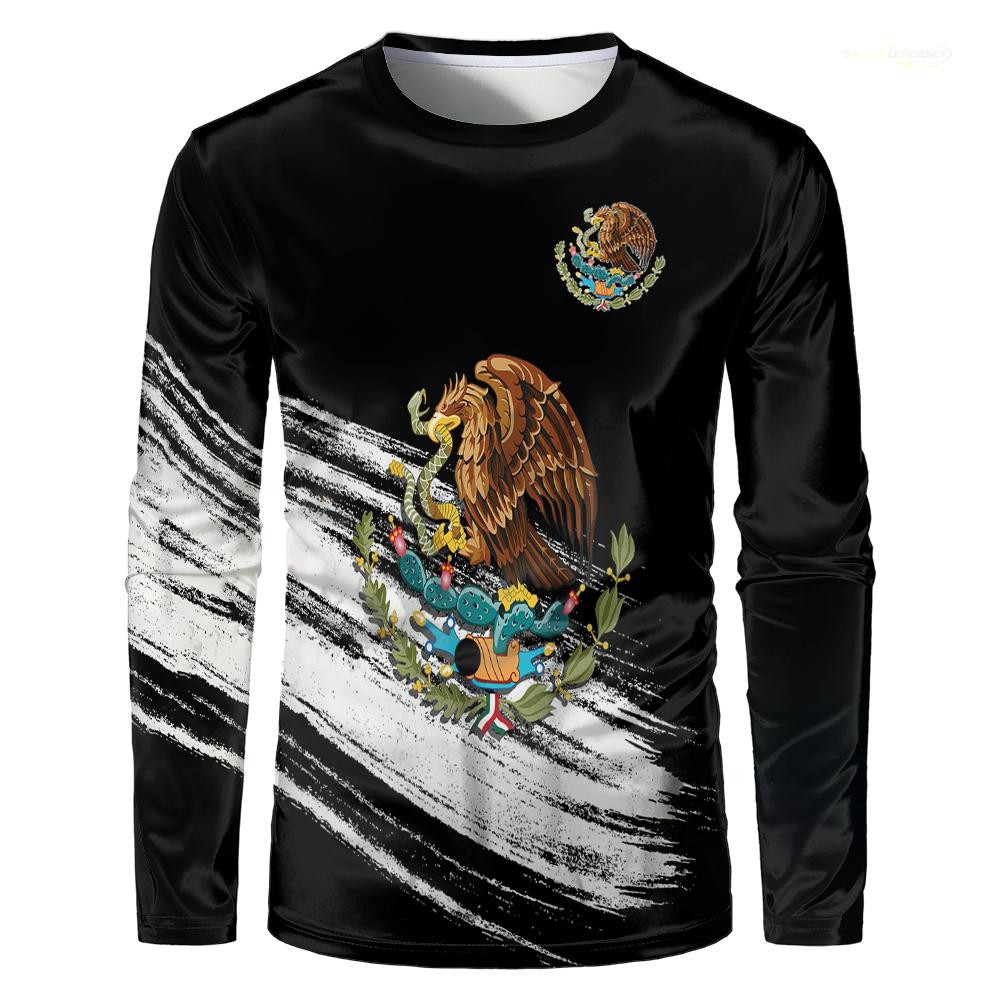

Футболка с принтом Весна Осень Мексиканская Мужская Женская С длинным рукавом Мода Харадзюку Повседневная Спортивная Уличная одежда 5XL