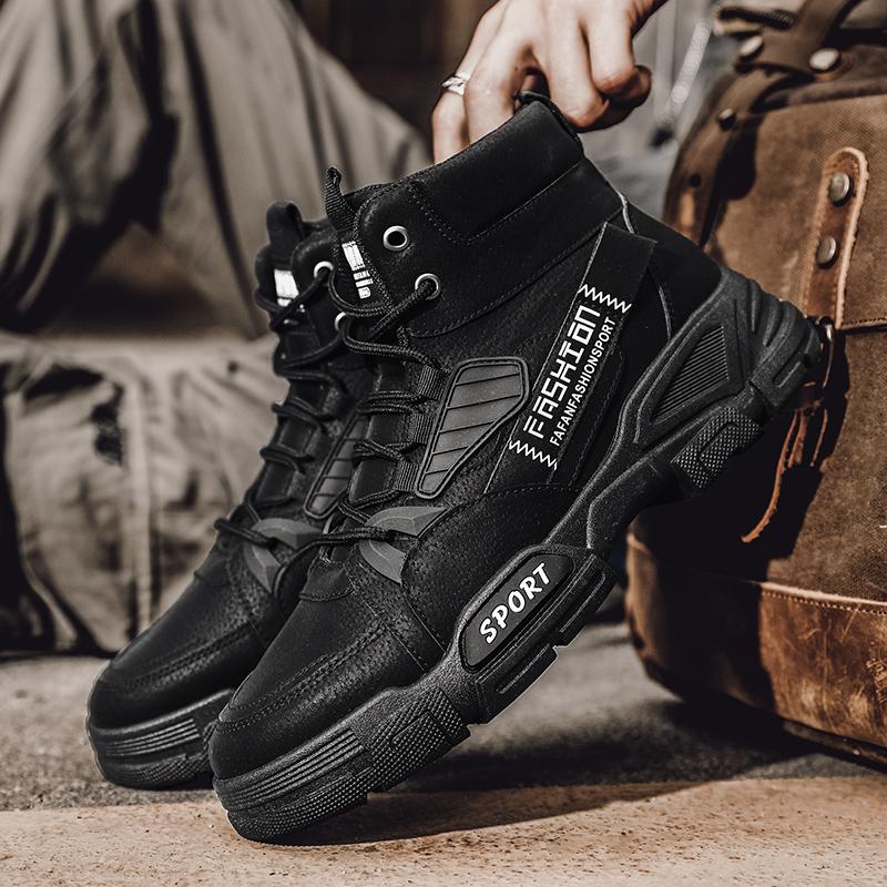 Fashion Men's Elegant Work Boots Outdoor Trendy Men's Leather Boots Casual High Top Lace Up Safety Shoes Men's Desert Boots