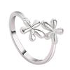 Glossy Brushed Floral Open Ring for Women - Adjustable, Minimalist Japanese Korean Style