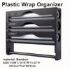 Bamboo Wrap Dispenser with Paper Towel Holder, 3-Section Kitchen Organizer for Foil, Plastic Wrap with Cutter and Storage Rack for Kitchen Accessories