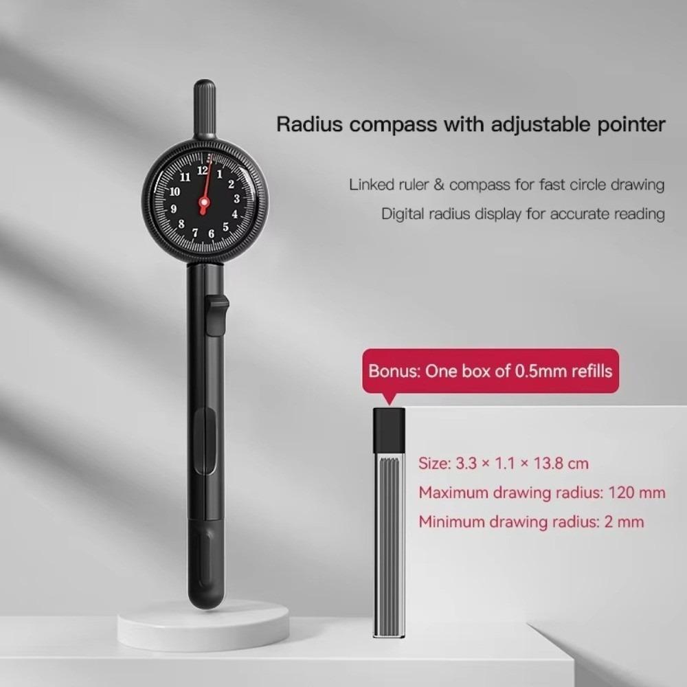 Push-Button Control Geometry Drawing Compass ABS Integrated Ruler Radius Pointer Compass  Exam Use