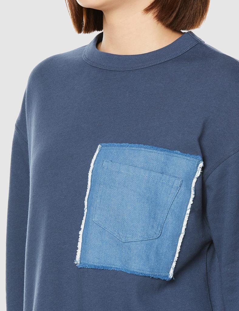 Sweatshirt Long Sleeve COTTON USA Crew Neck Sweatshirt Casual Navy M [Champion] Women's CW-X007