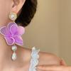 Pearl Pedant Mesh Flower Dangle Earrings Sweet Petals Stud Earrings Fashion Beach Earrings  Gifts