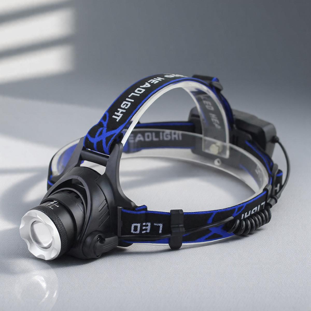 

USB Перезаряжаемый Телескопический Зум Налобный Фонарь Съемный Светодиодный Водонепроницаемый Многоугольный Регулируемый 3M Защитный Фонарик чёрный