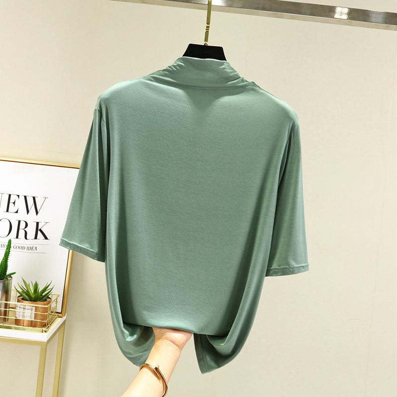 Modal Half High Neck T Shirt For Women With Soft Knit Fabric And Casual Style