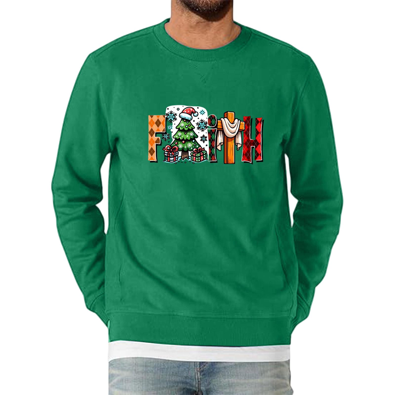 

Мужская рождественская рубашка с принтом, имитация хлопка, с длинным рукавом M