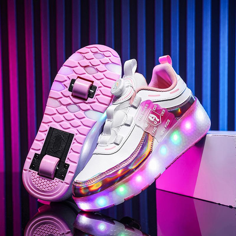 Children's runaway shoes double wheel girls breathable luminous shoes charging outdoor transportation
