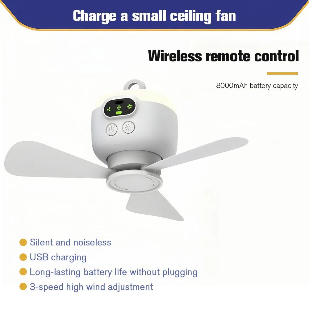 Portable Wireless Ceiling Fan Light Rechargeable Camping Fan with Remote Control Tent Fan Outdoor Fan for Outdoor Camping Dorm
