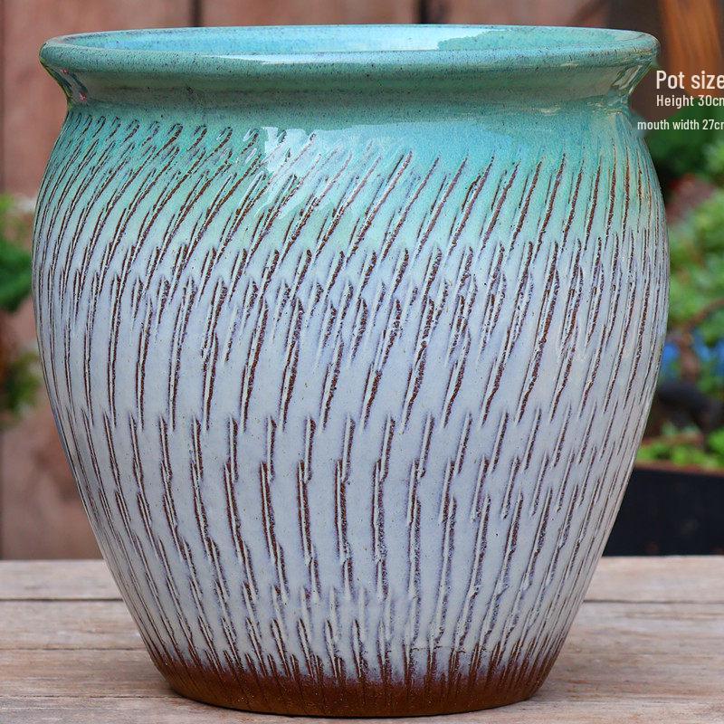 Retro Ceramic Wide Mouth Flower Pot - Tree Trunk Design for Succulents, Bougainvillea, Hydrangea, Roses  