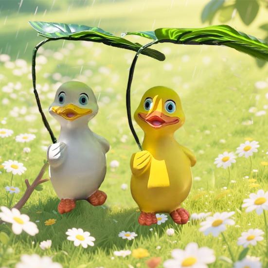 Rață de Grădină cu Umbrelă Statuie Rășină Rață Ornament de Grădină Rață Realistă