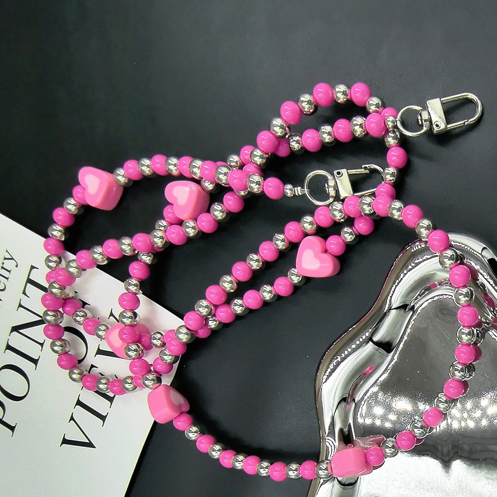 Beaded Pearl Love Crossbody Phone Chain Lanyard, Perfect Gift for Females.