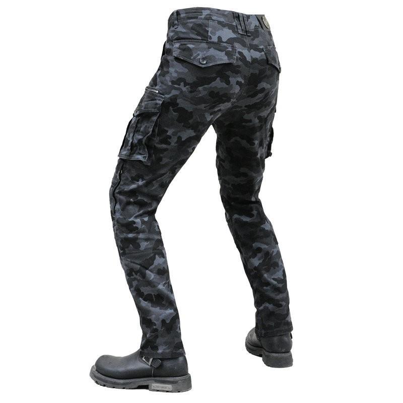 Mens Motorcycle Riding Pants With Multi Pockets Breathable Camo Cargo Trousers Protective Gear Compatible