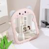 Bedroom Small Makeup Mirror - Cartoon Panda Ear Table Foldable Style, Student Dormitory & Office Use