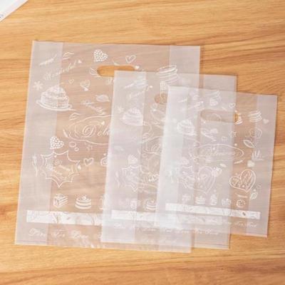 50 Stück Dessert-bedruckte Plastik-Geschenktaschen mit Henkel Geschenktasche Perfekt für Partys, Feiertage und Geschäfte Kuchen-Mitnahme-Verpackungstaschen