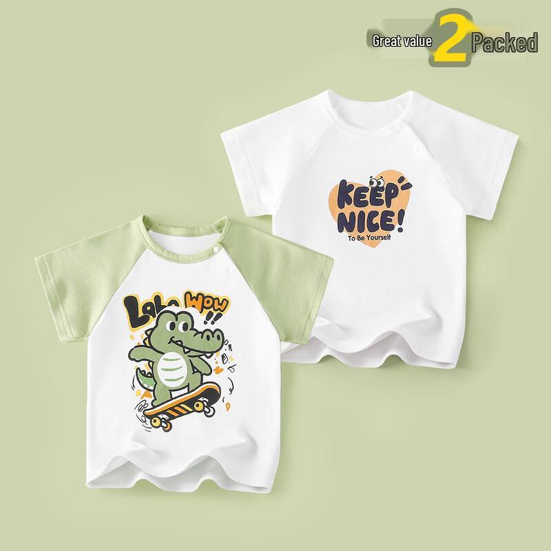 

Duoxi Luka Kids 2-Pack Cartoon Cotton Summer Short-Sleeve Tops 130