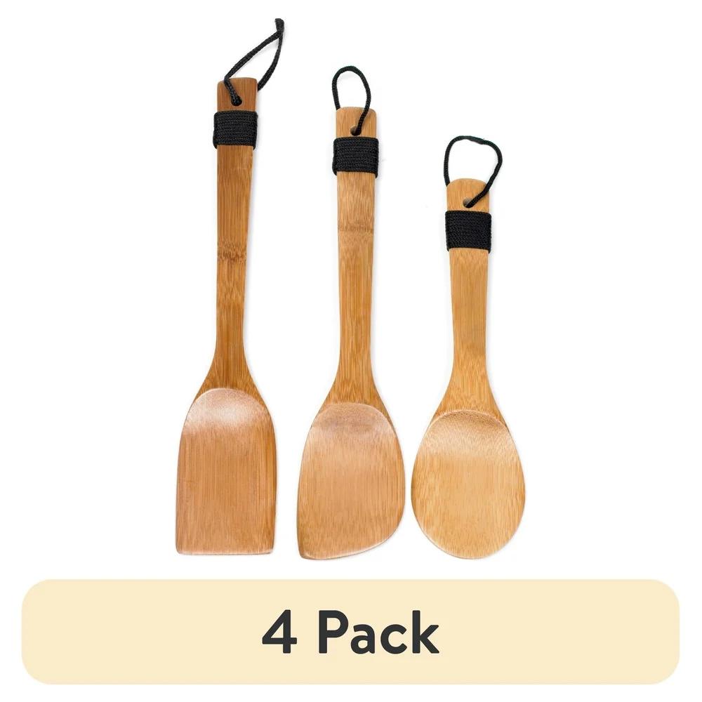 (4 pack  3-Piece Bamboo Kitchen Set