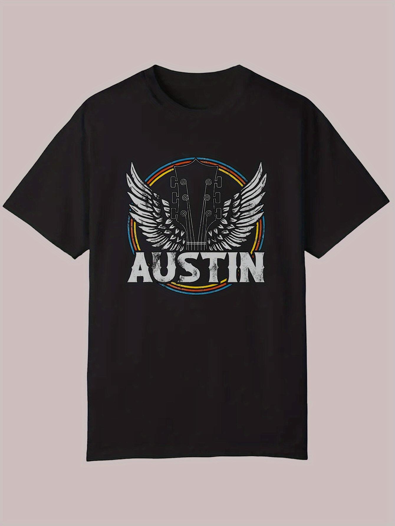 

Austin Graphic T-shirt - Bold TEXAS Music Design - Lightweight Polyester Crewneck Tee for Concerts XXXL