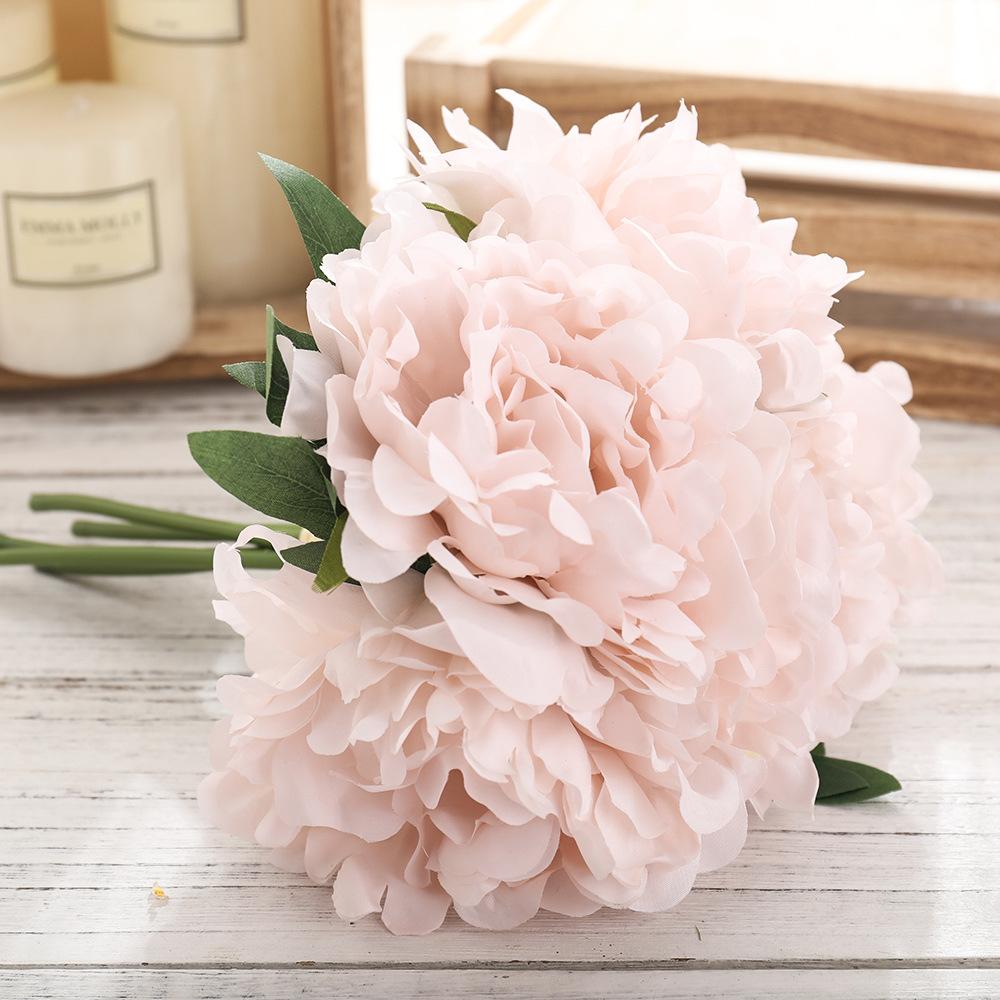 5-Head Artificial Hydrangea Peony Flowers High Quality Bride Bouquet Big Flower Home Wedding Living Room Fake Flowers Decoration