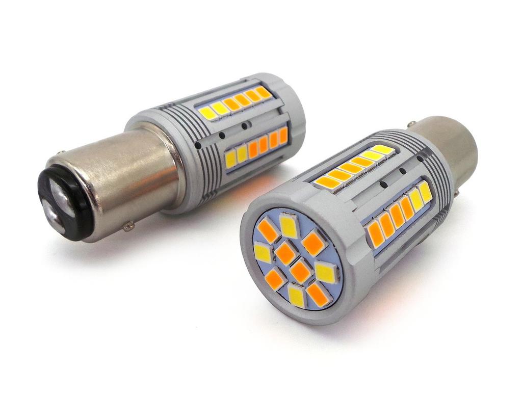 2 pezzi lampadina P21/5W LED BAY15D 12-24V 21/5W bianco-arancione senza errore Off-Road