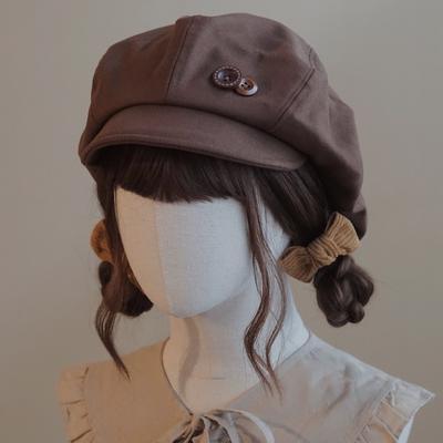 New Original Handmade Cloud Hat Beret Autumn and Winter Warm Brown Newsboy Hat Korean Version Japanese Style Versatile and Small Face