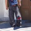VibeStreet Men Fashion Hip Hop Retro Baggy Jeans Y2K Gothic Embroidery Punk Straight Wide-leg Denim Pants Gloe Gallery Street Jeans
