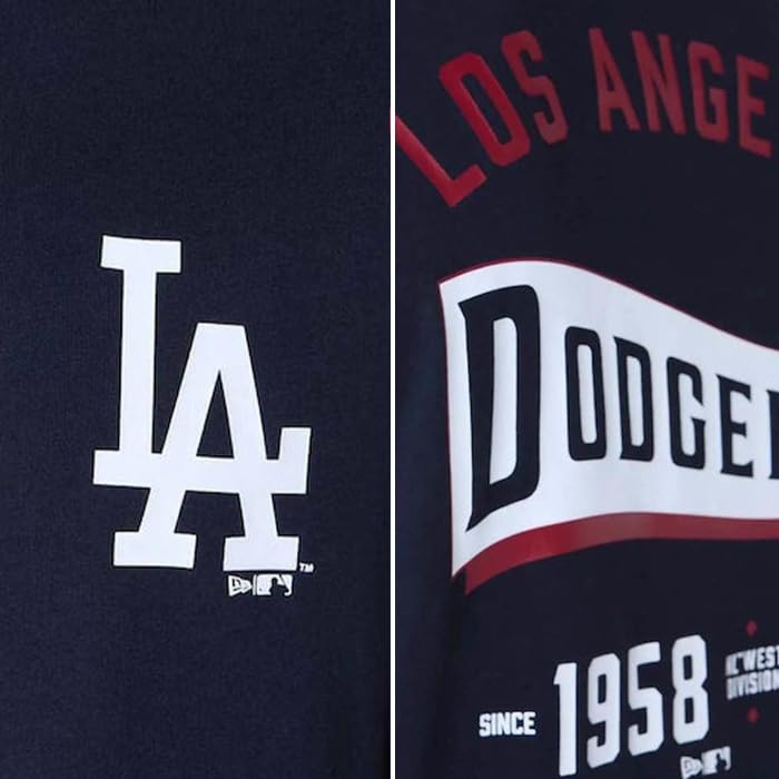 New Era Los Angeles Dodgers T-Shirt for Men and Women, MLB Cotton Tee with Logo Print (JP, Alphabet, M, (213) LA Navy) [Parallel Import]