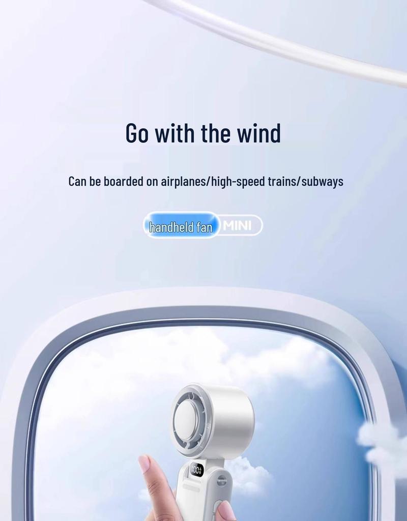2026 Folding Handheld Fan: High-Speed Brushless Motor, Neck-Hanging, Ice Pack, Mini Portable Cooling