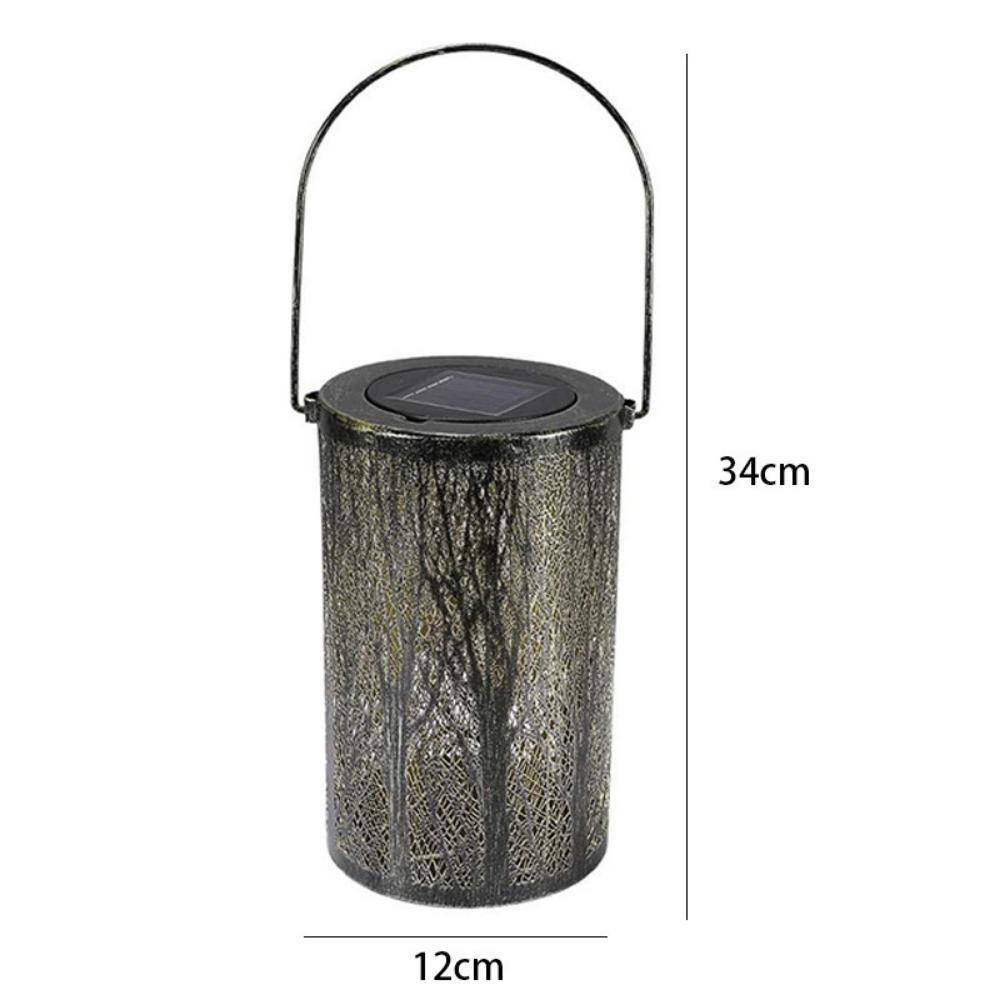 New Solar Lamp Wrought Iron Lantern Retro Garden Lamp Hollow Atmosphere Lamp Lawn Lamp Outdoor Waterproof Decorative Lamp