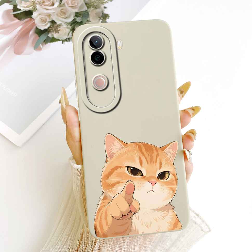 For vivo V40e 5G Case Cute Cat Cream Flower Silicone Back Cover For Vivo V 40e VIVO V40E 5G V2403 Phone Cases Bumper Fundas
