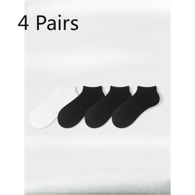 

4 пары женских весенне-летних новых модных спортивных носков до щиколотки однотонной расцветки с дезодорирующим эффектом и влагоотведением 4 Pairs