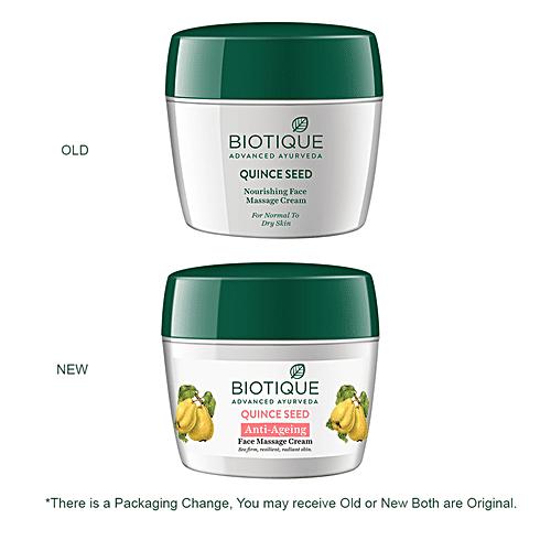 Biotique Quince Seed Anti Aging Face Massage Cream 175g For Dry Skin Hydrating Vitamin E Enriched