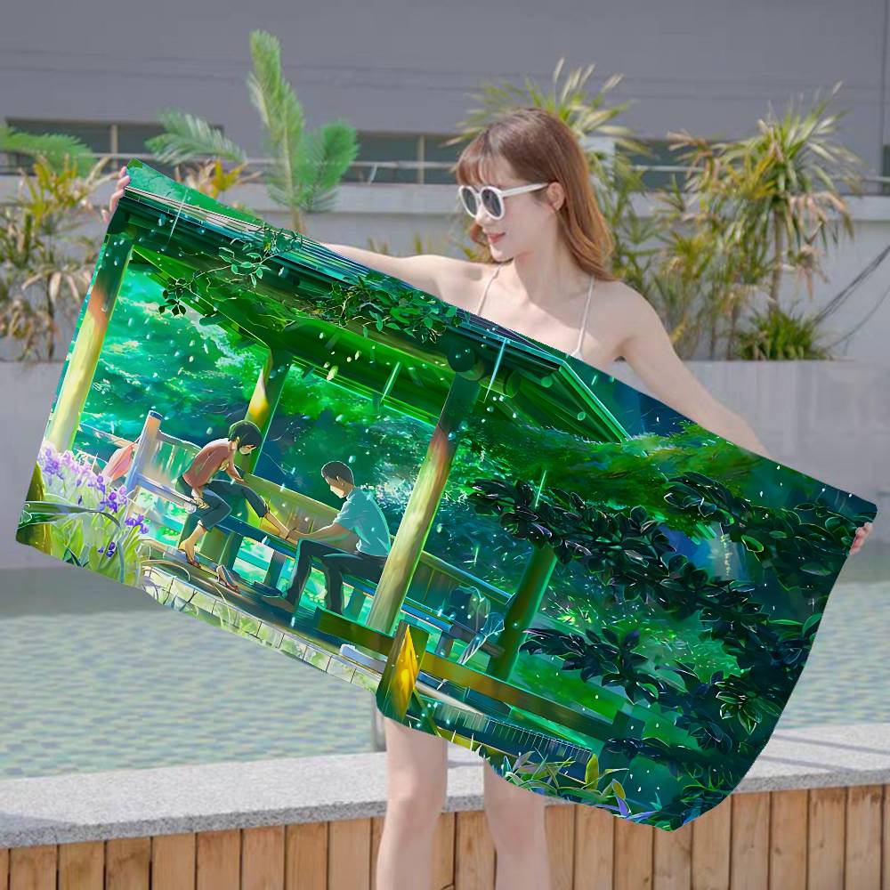M-Makoto Anime S-Shinkai Microfiber Printed Beach Towel Mountain Climbing Yoga Beach Swimming Running Absorbent Soft Towel