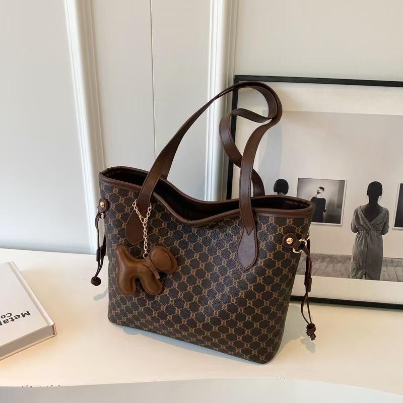 Large Capacity Women'S Fashion Commuter Shoulder Bag Vintage Printed Portable Tote Bag