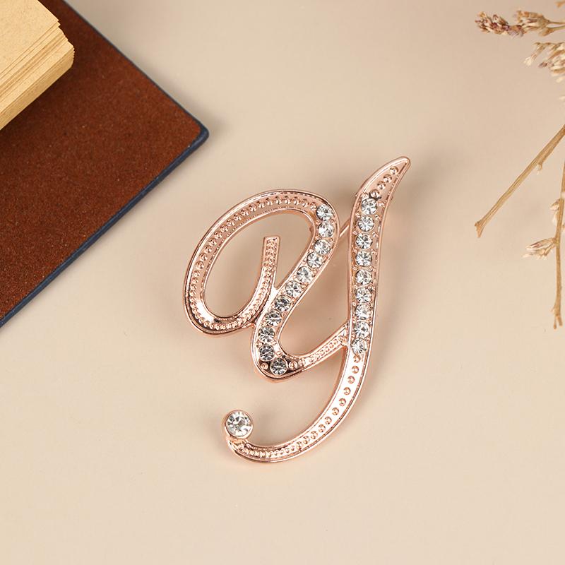 Women Luxury Letter Brooch Pins In Rose Gold Color   English Alphabet Pins Cute Jewelry Accessories Gift