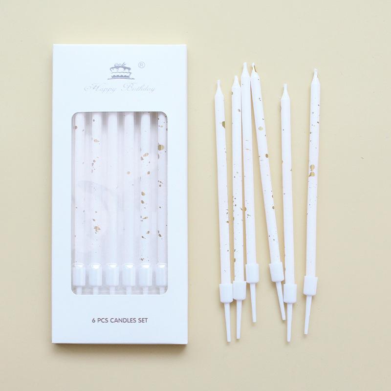 

Новая черно-белая свеча-карандаш A8 с золотыми точками, свеча для вечеринки по случаю дня рождения, длинная стержневая, в коробке, для выпечки A8 white gold candle