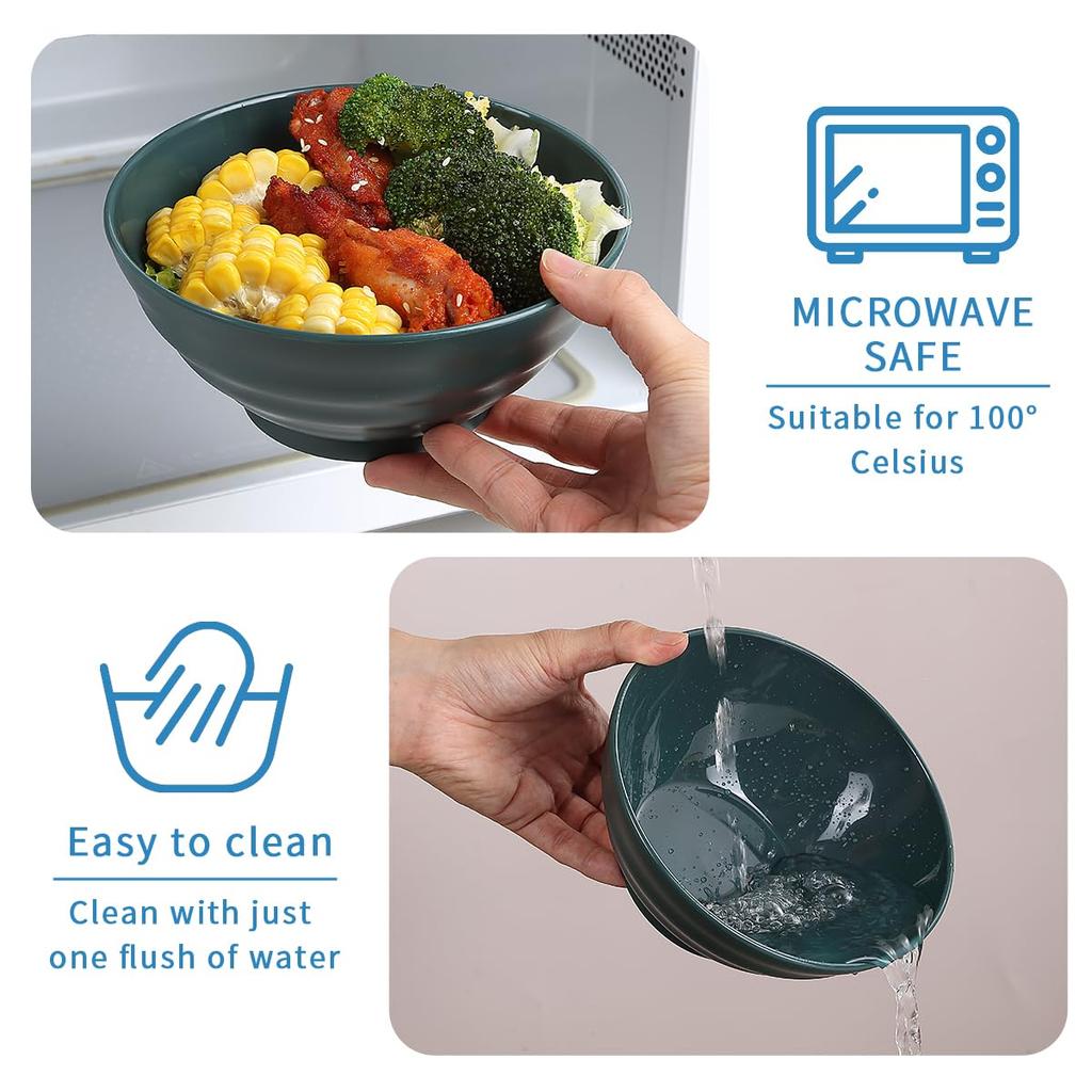 Evanda Set of Dark 750ml Unbreakable Dishes and PP Plastic and Perfect for and Heat and Cold Microwave and Dishwasher Safe Bowls, 8, Green, Approx.