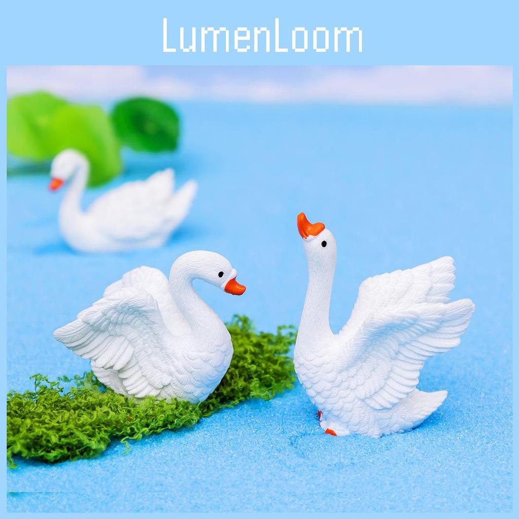 Charming Resin Swan Figurines Diy Creative Micro Landscape Desk Decorations