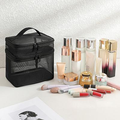 Transparente Kosmetiktasche aus Netzstoff mit großem Fassungsvermögen, praktische Kulturtasche für unterwegs, Aufbewahrungstasche für Outdoor-Reisen, wasserdichte Make-up-Tasche für Damen