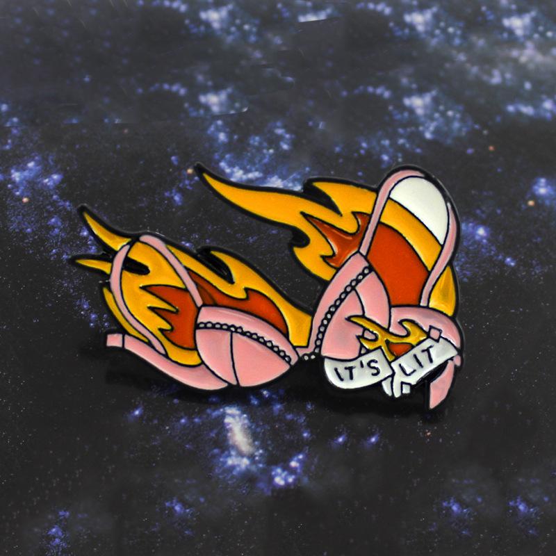 IT'S LIT Bear Flame Drip Oil Brooch Badge Bikini Ornament