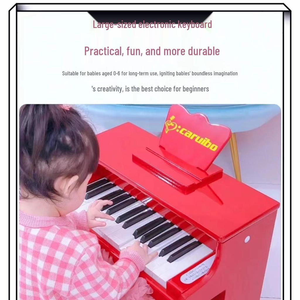 30-Key Children's Wooden Electronic Keyboard with Weighted Keys - Beginner Toy Piano for Girls