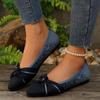 Frühling und Herbst Damen Schleife Gestrickte Arbeitsschuhe Bequeme und Atmungsaktive Schuhe
