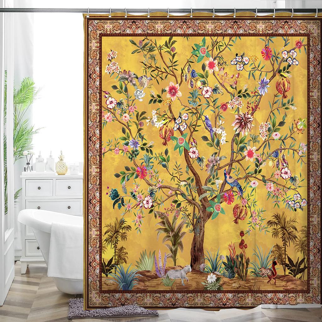 Bohemian Bathroom Curtain Colorful Creative Boho Floral Sunflowers Beautiful Bright Polyester Fabric Shower Curtain for Bathroom